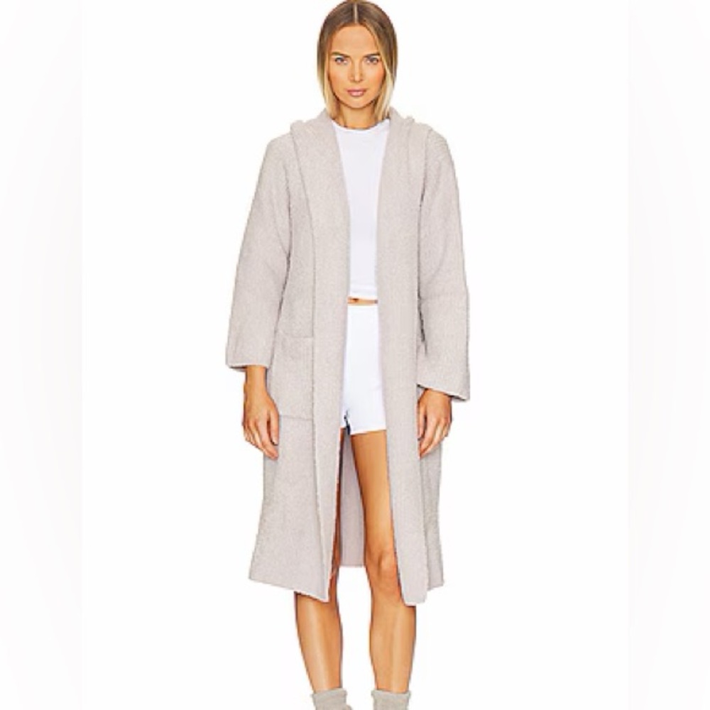 Barefoot Dreams CozyChic® Ribbed Hooded Robe in Silver Ice